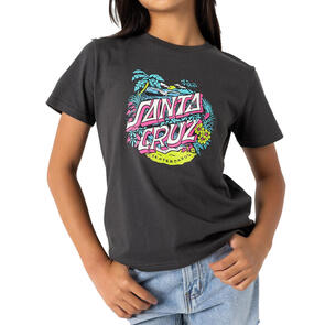 SANTA CRUZ ALOHA DOT FRONT TEE BLACK