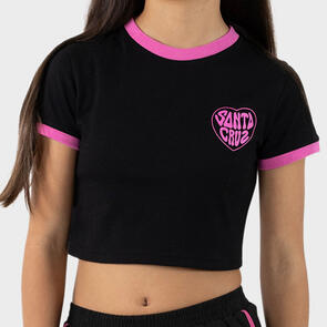 SANTA CRUZ BALLOON HEART CHEST TEE BLACK PINK