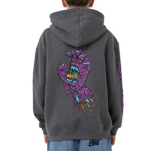 SANTA CRUZ BOYS SC DECAYING HAND CENTRE STRIP HOOD DARK GREY MARLE