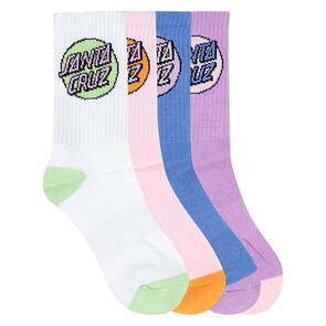 SANTA CRUZ GIRLS OTHER DOT CREW SOCK WHITE PURPLE PNK BLUE