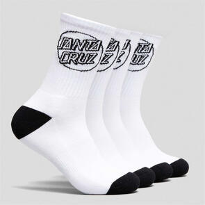 SANTA CRUZ OPUS DOT CREW SOCK 4 PACK WHITE