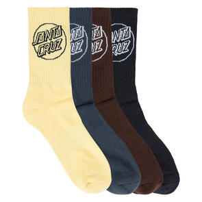 SANTA CRUZ OPUS DOT CREW SOCK 4 PACK SLATE-BROWN-LTE YELLOW