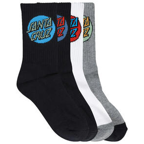 SANTA CRUZ OTHER DOT CREW SOCKS 4 PACK BLACK-WHITE-GMARLE