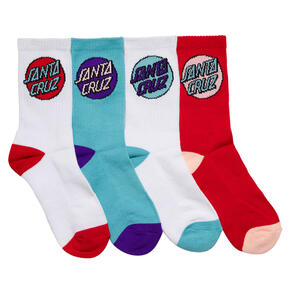 SANTA CRUZ OTHER DOT CREW SOCK 4 PACK ROSE-WHT-TURQUOISE-WHT