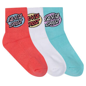 SANTA CRUZ OVAL DOT MID SOCK 3 PACK ROSE WHITE OCEAN