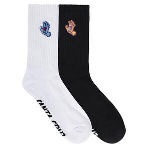 SANTA CRUZ SCREAMING HAND CREW SOCK 2 PACK BLACK-WHITE