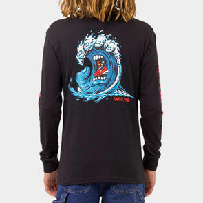 SANTA CRUZ SCREAMING WAVE SLEEVES LS TEE BLACK