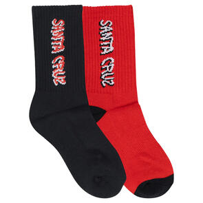 SANTA CRUZ SCREAMING WAVE STRIP CREW SOCK BLACK RED