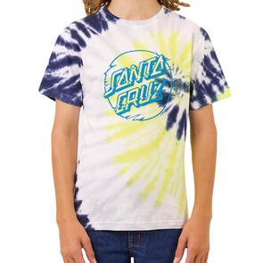 SANTA CRUZ VIVID DOT MONO FRONT TEE NAVY TIE DYE