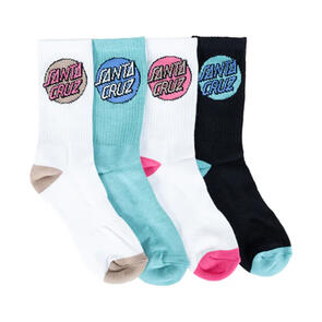 SANTA CRUZ WOMENS POP DOT SOCK 4 PACK WHITE-SAGE-BLK