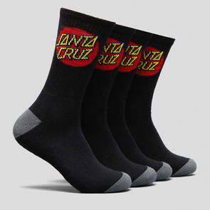SANTA CRUZ YOUTH CLASSIC DOT CREW SOCK 4 PACK BLACK