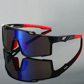 SCVCN SUNGLASSES C4 CYCLING SUNNIES BLACK RED - BLUE MIRROR
