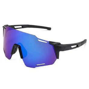 SCVCN SUNGLASSES CYCLING GLASSES MATT BLACK - BLUE MIRROR