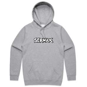 SEX WAX TEAM WORD HOODED PULLOVER GREY BLACK PRINT