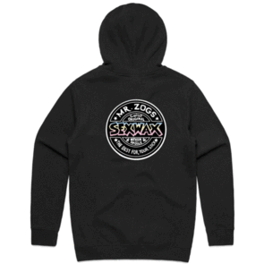 SEX WAX TEAM WORD HOODED PULLOVER BLACK WHITE PRINT