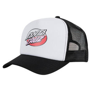 SANTA CRUZ OVAL DOT SPLICE TRUCKER CAP  BLACK-WHITE