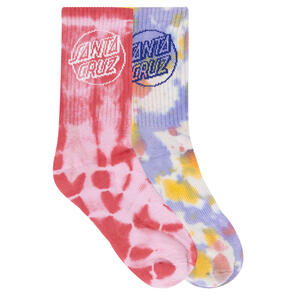 SANTA CRUZ OPUS DOT CREW SOCK 2 PACK ROSE TIE DYE