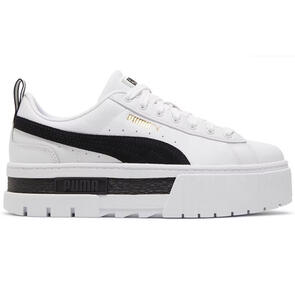 PUMA WOMENS MAYZE LEATHER PUMA WHITE-PUMA BLACK