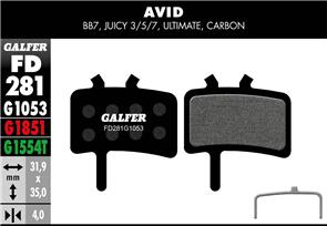 GALFER FD281 BRAKE PADS AVID JUICY 3-5-7, CARBON, ULTIMATE G1053 STANDARD