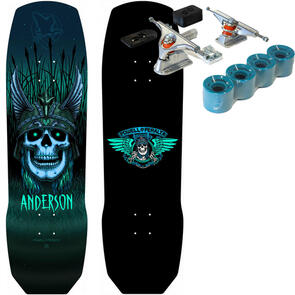 POWELL PERALTA ANDY ANDERSON HERON SKULL TEAL DECK - 9.13"" + DOUBLE$DOWN PRIME SURF SKATE SET