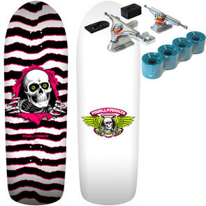 POWELL PERALTA OLD SCHOOL RIPPER WHITE / PINK SHAPE 144 - 10"" X 31.75"" + DOUBLE$DOWN PRIME SURF SKATE SET