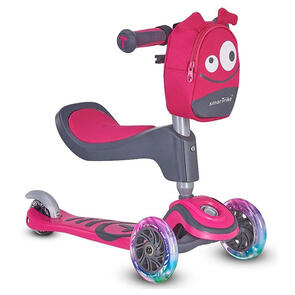 SMARTTRIKE T1 ADJUSTABLE 3-N-1 KIDS RIDE ON LIGHT UP 3 WHEEL SCOOTER 15M-5Y PINK