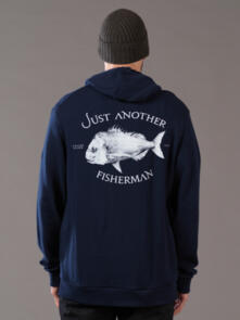 JUST ANOTHER FISHERMAN SNAPPER LOGO HOOD NAVY