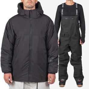 ENDEAVOR SNOWBOARDS 2025 AEROSHIELD INSULATED JACKET BLACK + 3L SHELTER BIB PANT BLACK