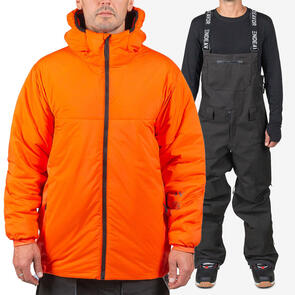 ENDEAVOR SNOWBOARDS 2025 AEROSHIELD INSULATED JACKET FLAME + 3L SHELTER BIB PANT BLACK
