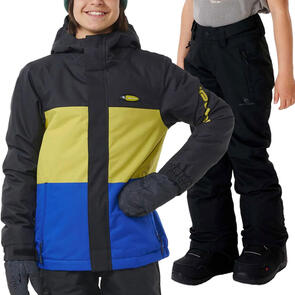 RIP CURL SNOW 2025 KIDS ANTI SERIES OLLY 10K JACKET COBALT + KIDS OLLY SNOW PANTS 10K BLACK