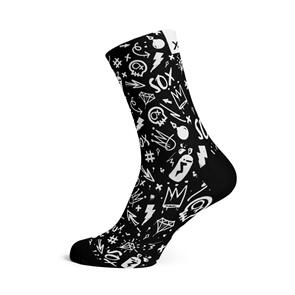 SOX FOOTWEAR DOODLE BLACK CREW SOCKS 