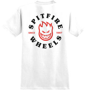 SPITFIRE BIGHEAD CLASSIC S/S T-SHIRT WHITE W/ BLACK & RED PRINTS