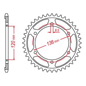 MTX SPKT REAR OE STEEL 3C5 48T #428