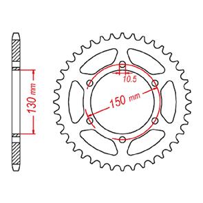 MTX SPKT REAR OE STEEL 305 45T #520