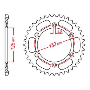 MTX SPKT REAR OE STEEL 1258 52T #428