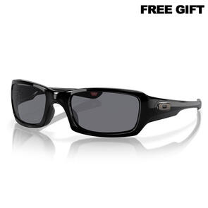 OAKLEY FIVES SQUARED SUNGLASSES POLISHED BLACK W/ GREY