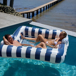 SUNNYLIFE DELUXE TWIN HAMMOCK LE WEEKEND NAVY STRIPE