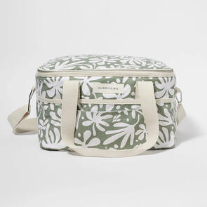 SUNNYLIFE CANVAS COOLER BAG THE VACAY OLIVE