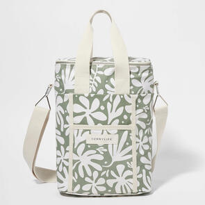 SUNNYLIFE CANVAS DRINKS COOLER BAG THE VACAY OLIVE