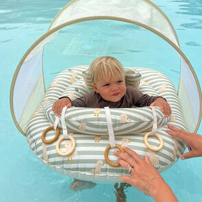 SUNNYLIFE INTERACTIVE BABY FLOAT DUCK SAGE STRIPE
