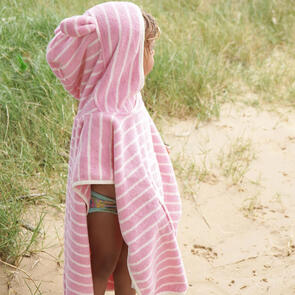 SUNNYLIFE KIDS CHARACTER HOODED TOWEL COTTON CANDY PINK STRIPE