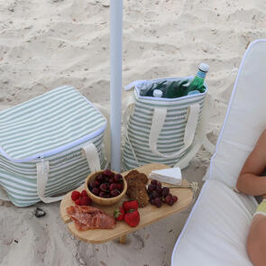 SUNNYLIFE LIGHT COOLER DRINKS BAG SEA SAGE STRIPE