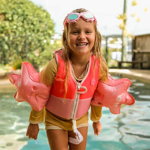 SUNNYLIFE MELODY THE MERMAID SWIM VEST NEON STRAWBERRY