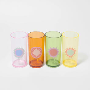 SUNNYLIFE POOLSIDE TALL TUMBLER RIO SUN MULTI SET OF 4