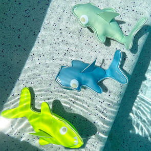 SUNNYLIFE SALTY THE SHARK DIVE BUDDIES AQUA NEON YELLOW SET OF 3