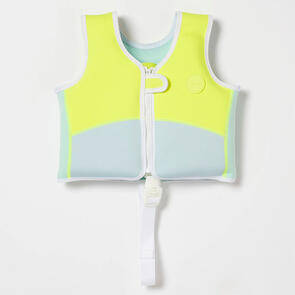 SUNNYLIFE SALTY THE SHARK SWIM VEST AQUA NEON YELLOW