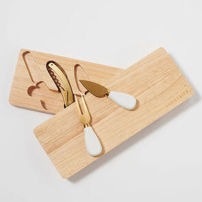 SUNNYLIFE TRAVEL CHEESE BOARD SET LE WEEKEND NATURAL