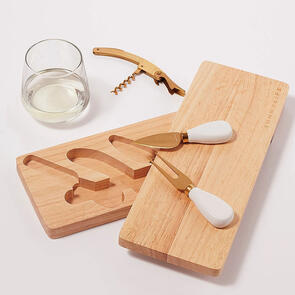 SUNNYLIFE TRAVEL CHEESE BOARD SET LE WEEKEND NATURAL