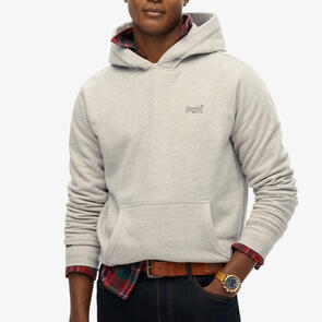 SUPERDRY ESSENTIAL LOGO HOODIE HALF BRUSHED VARSITY GREY GRINDLE