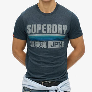 SUPERDRY JAPAN STRIPE RELAXED TEE ECLIPSE NAVY MARLE